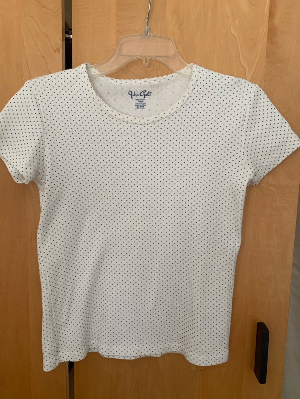 Brandy Melville/ John Galt slim fit polka dot pointelle crew tee top